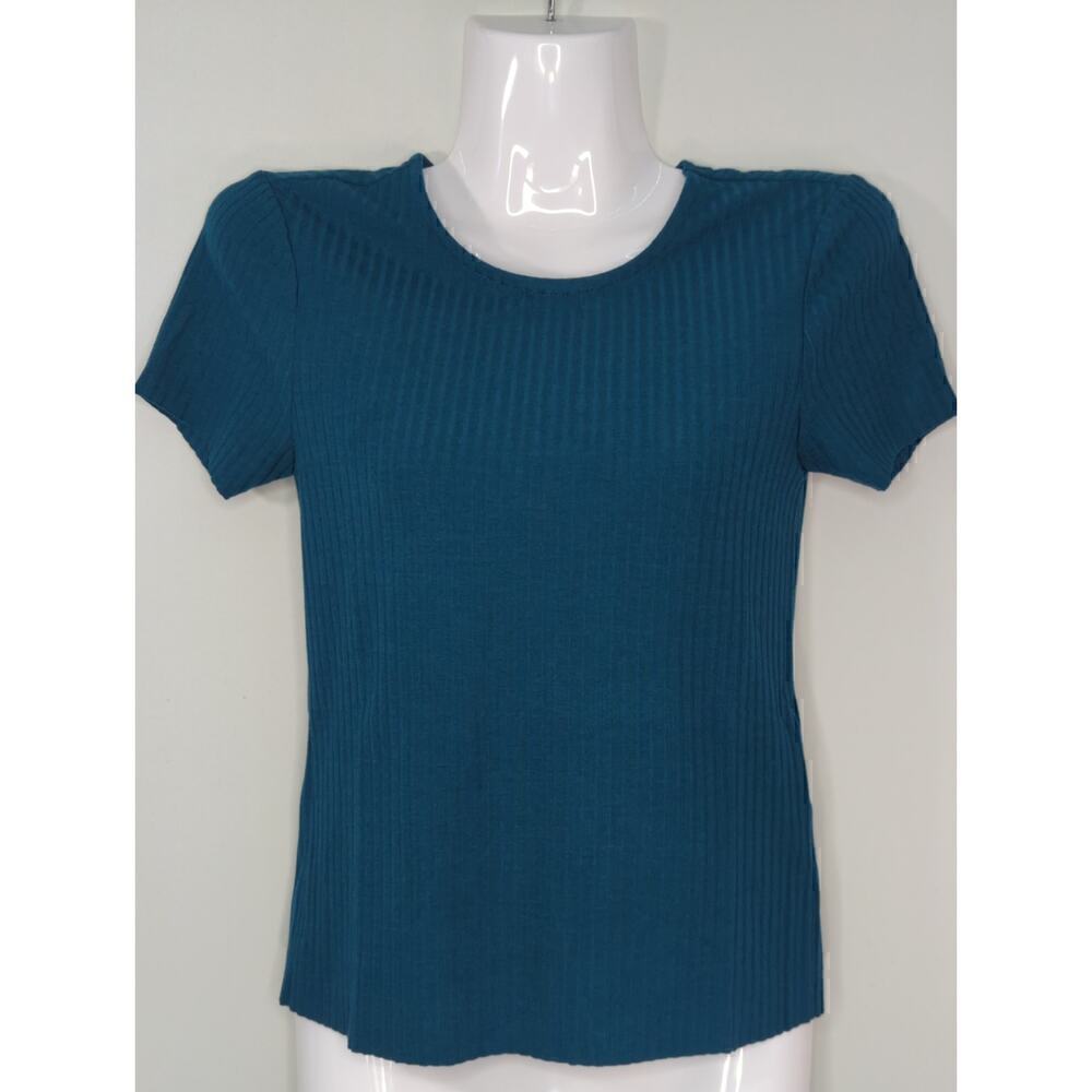 Juicy Couture Sapphire Wave Crew Neck Short Sleeve Top Size XS NWT